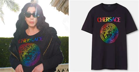 versace x cher|Cher and Versace Come Together for Pride 'Chersace' Shirts.